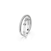 Hyperbola ring, Mixed cuts, White, Rhodium plated